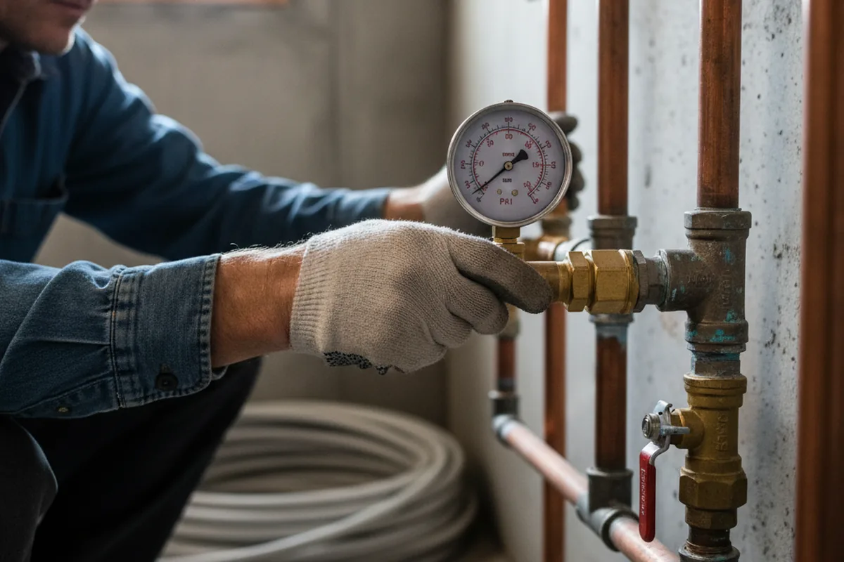 Pressure testing a repaired line during Water Line Repair in Thermal