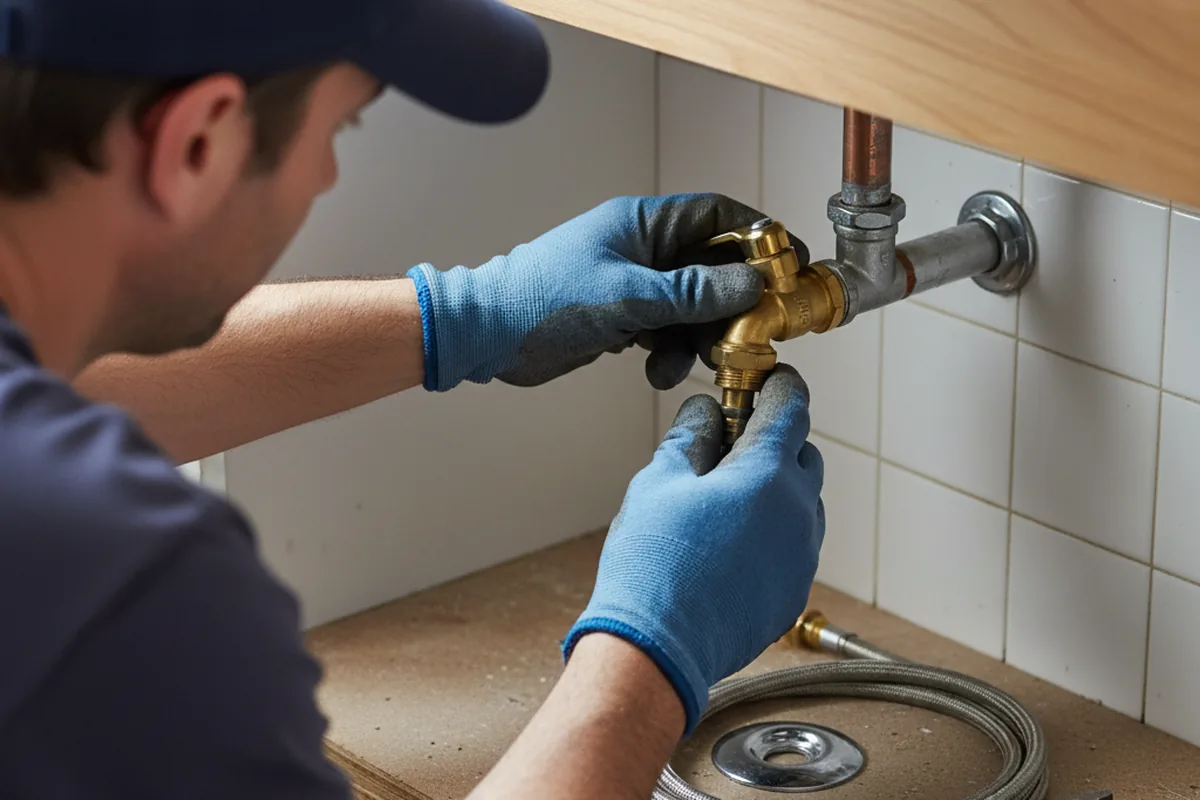 Shutoff valve and fitting work during Burst Pipe Repair in Thermal